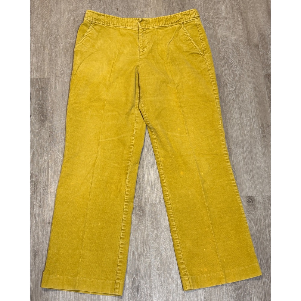 Liz‎ Claiborne Audra Green/Yellow Corduroy Wide Leg Pants Womens Petite 12 P